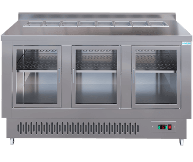MESA REFRIGERADA CON PUERTAS DE VIDRIO